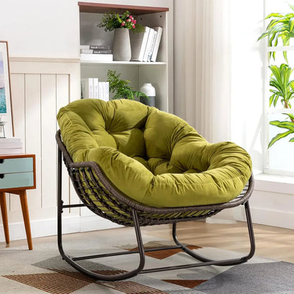 Cozy Rocking Papasan Chair with Plush Cushion