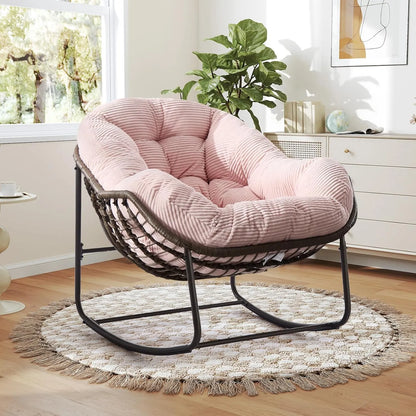 Cozy Rocking Papasan Chair with Plush Cushion