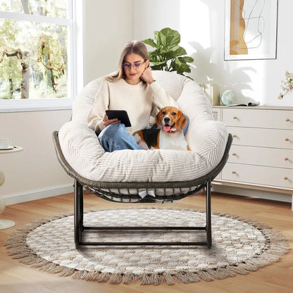 Cozy Rocking Papasan Chair with Plush Cushion