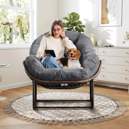 Cozy Rocking Papasan Chair with Plush Cushion
