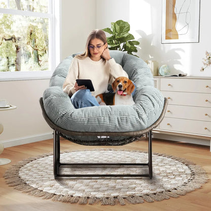 Cozy Rocking Papasan Chair with Plush Cushion