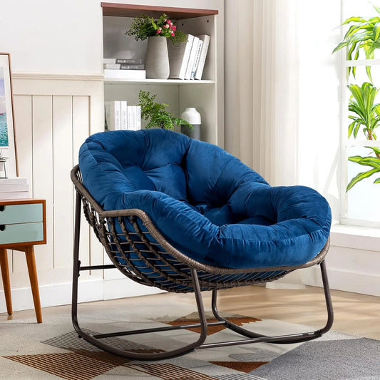 Cozy Rocking Papasan Chair with Plush Cushion
