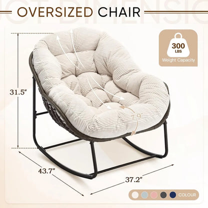 Cozy Rocking Papasan Chair with Plush Cushion