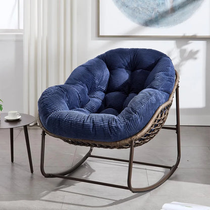 Cozy Rocking Papasan Chair with Plush Cushion