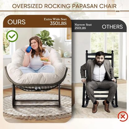 Cozy Rocking Papasan Chair with Plush Cushion