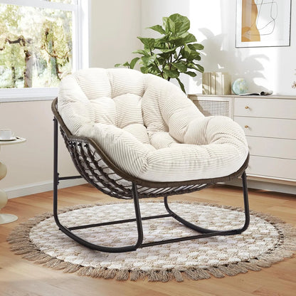 Cozy Rocking Papasan Chair with Plush Cushion