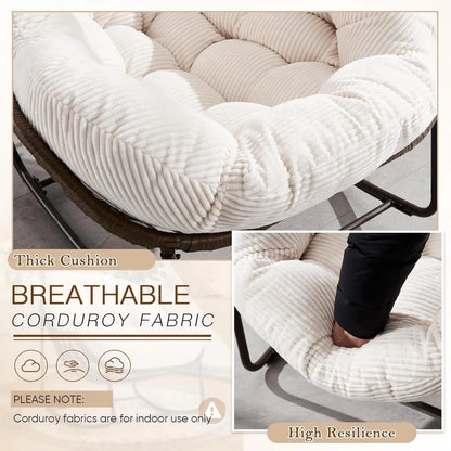 Cozy Rocking Papasan Chair with Plush Cushion